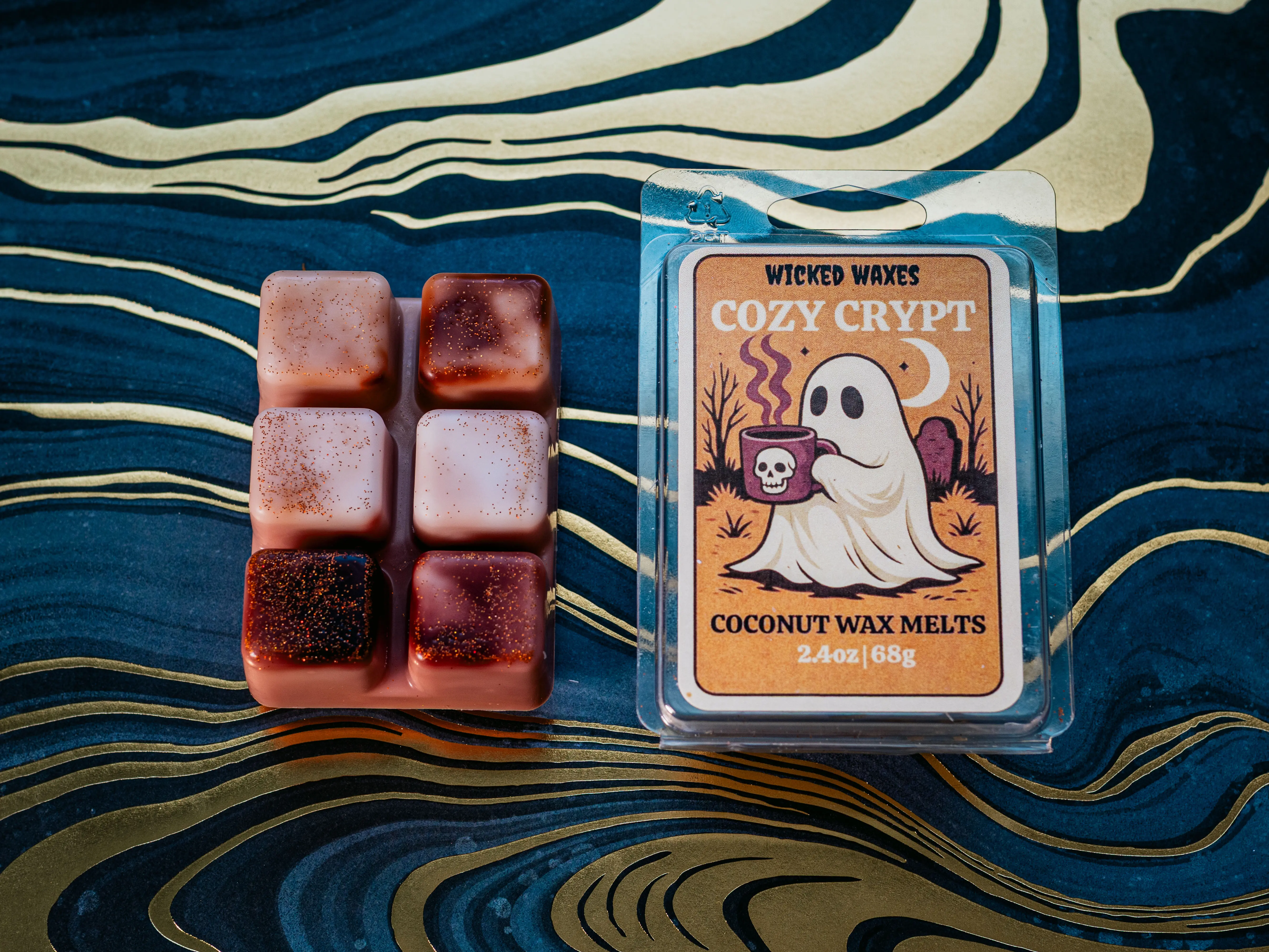 Hand-Poured Spooky Cozy Crypt Wax Melts - Coconut, Creamy Coffee Bean, Cinnamon, Milk, Vanilla - Warm Coffee Shop Aroma Home Decor Fragrance Accessory