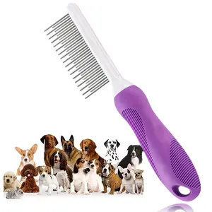 1pc Two-In-One Pet Grooming Comb for Cats and Dogs, Stainless Steel Anti-Knot Hair Remover Tool, Long and Short Teeth Design, Safe Unknotting