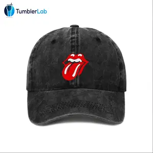 Unisex Vintage Rolling Stones Baseball Cap 80s 90s Pattern Hat Men Gift Snapback Fitted Vintage Denim Fabric Iconic Logo Heat Transfer Print Rock Detail, Rock lover gift