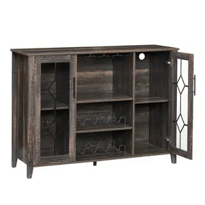 Wine Bar Cabinet with Led Light,Home Coffee Cabinet with Wine and Glass Rack,Kitchen Buffet Sideboard with Storage,Liquor Cabinet for Bar,Dining Room,Kitchen