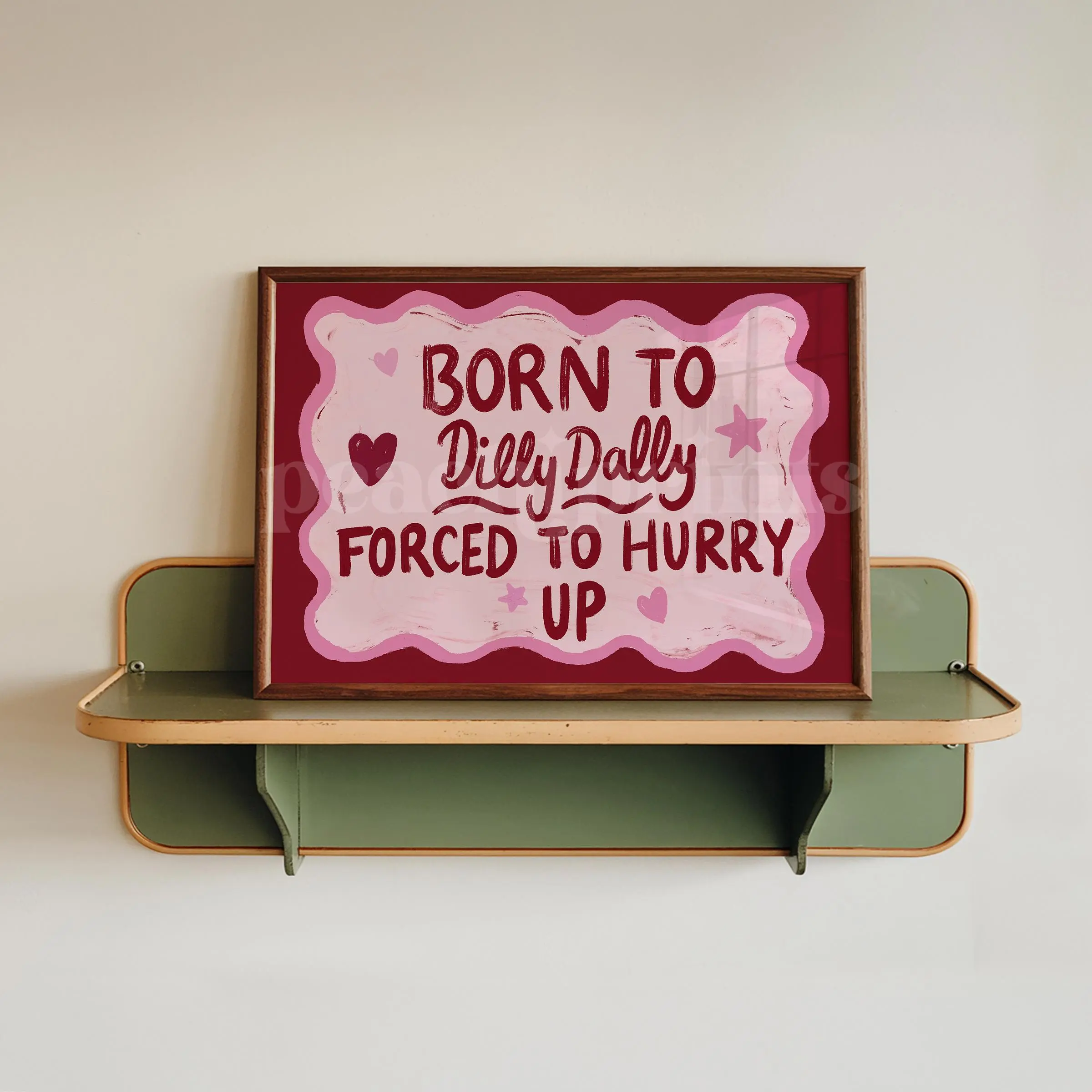 Retro Wall Art, Funny Hallway Print, Dilly Dally Poster, Dopamine Decor, Horizontal Print, Mid Century Wall Art Decor