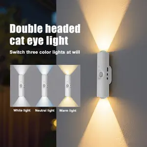 USB Rechargeable Battery LED Light Fixture, Magnetic Wall Light, Indoor Lighting, Smart Sensor Dual Head Cat Eye Lighting, Modern Mood Lighting, Home Decoration Lamp, Ideal for Home Decor & Functional Use