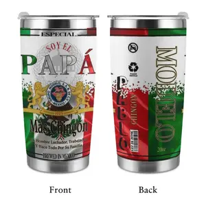 Father's Day Gift: "Soy El Papá Más Chingon" 20oz Insulated Tumbler – Mexican Flag & Modelo Inspired Design, Personalized Mexican Pride Travel Mug for Dad