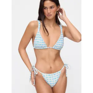 Cider V-neck Fish & Starfish Graphic Shirred Triangle Bikini Set
