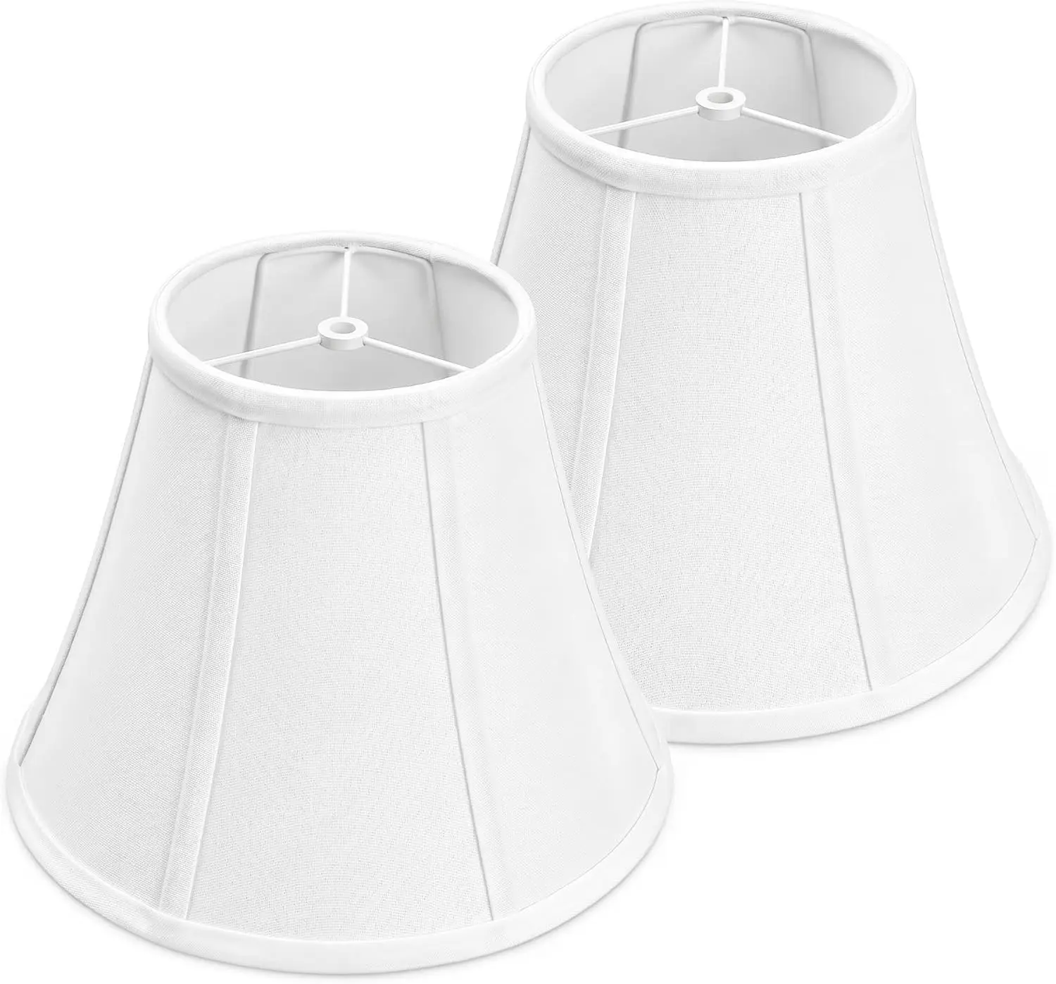 White Bell Lamp Shades Set of 2, 6.7" Top x 13" Bottom x 10" Height, Fabric Replacement Lampshades for Table Lamps, Spider Fitter Shades for Home Decoration in Living Room & Bedroom, Assembly Required