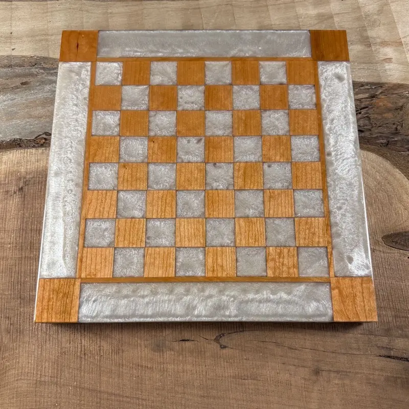 Pearl White Cherry Wood Chess Board (PIECES INCLUDED) Pearl White Cherry Wood Chess Board (PIECES INCLUDED)