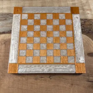 Pearl White Cherry Wood Chess Board (PIECES INCLUDED)