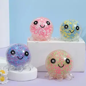 4 Pcs Cute Octopus Soft Stress Relief Balls, Colorful Beads Filled Toys for Teens and Adults, Christmas Halloween Thanksgiving Gifts