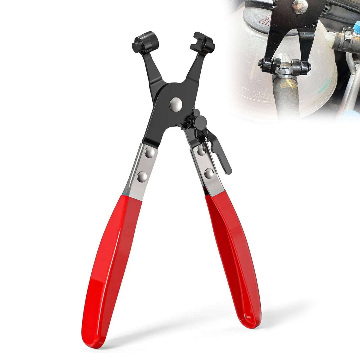 Hose Clamp Pliers with Swivel Flat Band Jaws Automotive Repair and Maintenance Tool for Automotive Cooling Systems Radiators Heaters Water Hoses