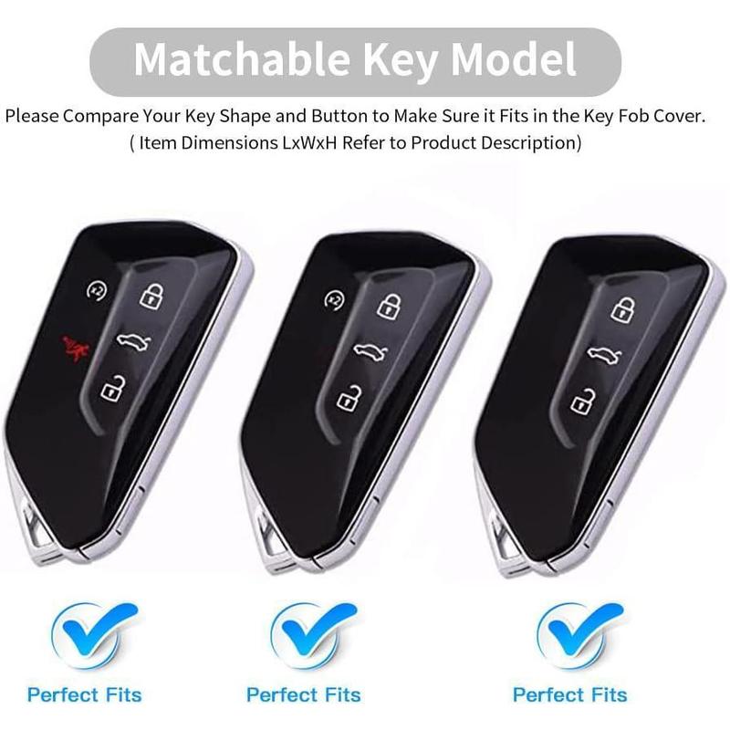 for Volkswagen Key Fob Cover with Keychain,Car Key Case fit for VW ID.4 ID.3 MK8 Golf GTI Seat Leon MK4 Skoda Octavia(Black)