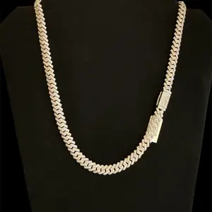 Cuban Moissanite Chain Necklace .925 Silver 12.73 CTW 8mm 20 inch 66 Grams WT.