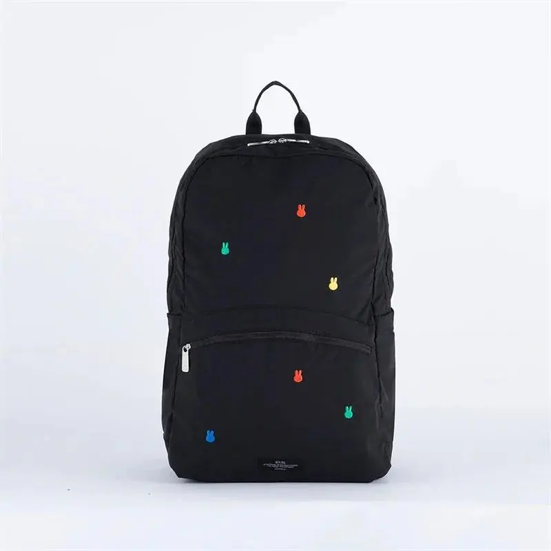 Kawaii Cartoon Character Miffy Rabbit Embroidery Children's Schoolbag - Japanese Foldable Large-Capacity No Wheels Backpack (27*41*13cm), Home Hanging Decor Accessory, Cute