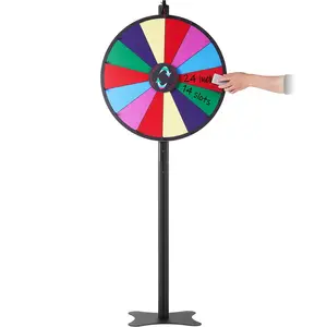 Father's Day Gift VEVOR 24 inch Spinning Prize Wheel, 14 Slots Spinning Wheel, Roulette Wheel with a Dry Erase and 2 Markers, Tabletop or Floor Standing Win Fortune Spin Games in Party Pub Trade Show Carnival