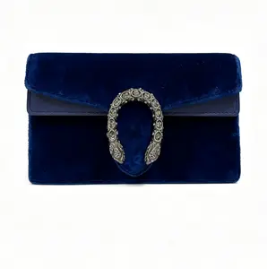 Pre-owned GUCCI Velvet Shoulder Bags Blue Super Mini Dionysus nyc