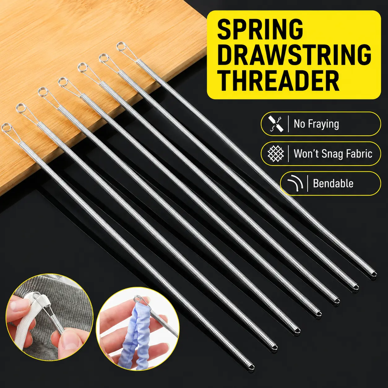 2/4/6PCS Bendable Threading Tool for Drawstrings, Elastic Bands & Shoelaces, Flexible Clothing Repair Tool
