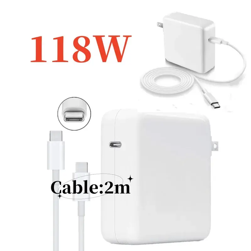 118W USB-C Power Adapter for MacBook Pro (16/15/14-Inch, 2021-2018) & New MacBook Air 13-Inch