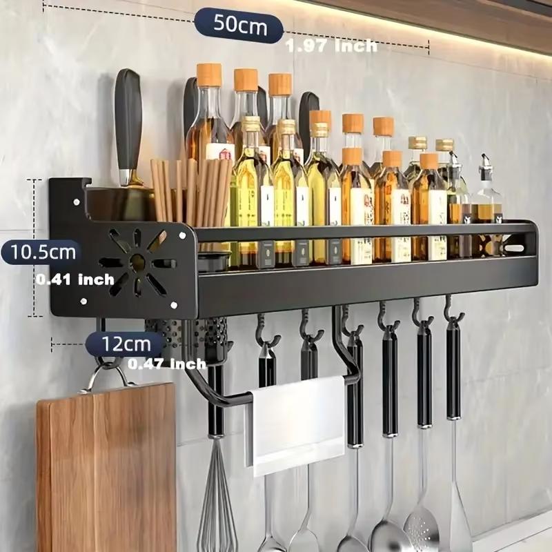 Kitchen Spice Knife Holder Storage Rack Knives Holder Knife Stand Spice Rack Organizer Shelf Wall mounted Knives Holder
