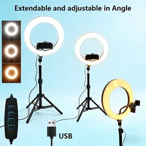 LED Ring Light Featuring Holders And a Metal Tripod Stand That Can Be Adjusted, Equipped with LED Fill Light, Offering Three Color Options And Ten Brightness Levels, Ideal for Selfies, Photography, Live Streaming, Video Recording, And Meetings