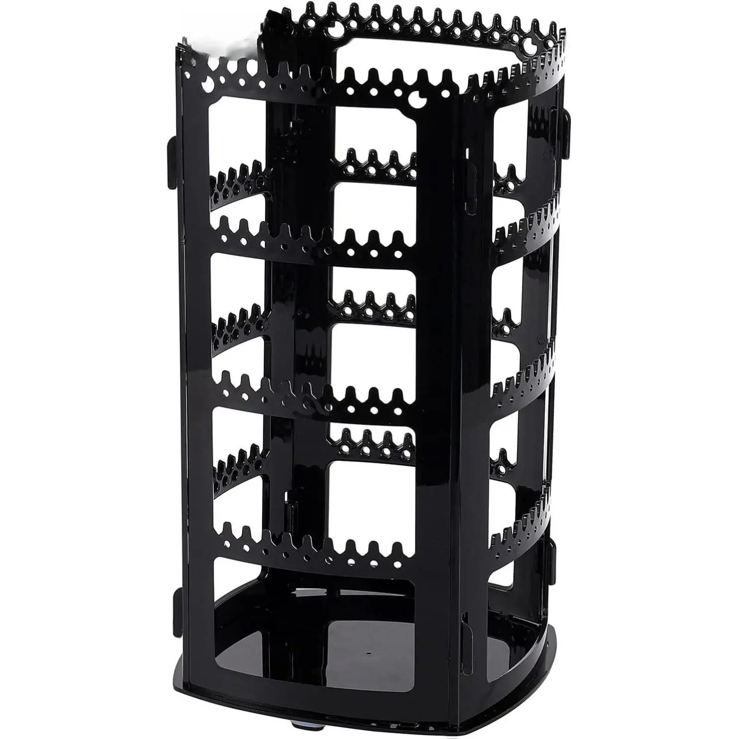 Sooyee 360 Rotating Earring Holder and Jewelry Organizer, 4 Tiers Jewelry Rack Display, 156 Holes & 160 Grooves for Necklaces & Earrings Plastic Boxes Decorative Insert
