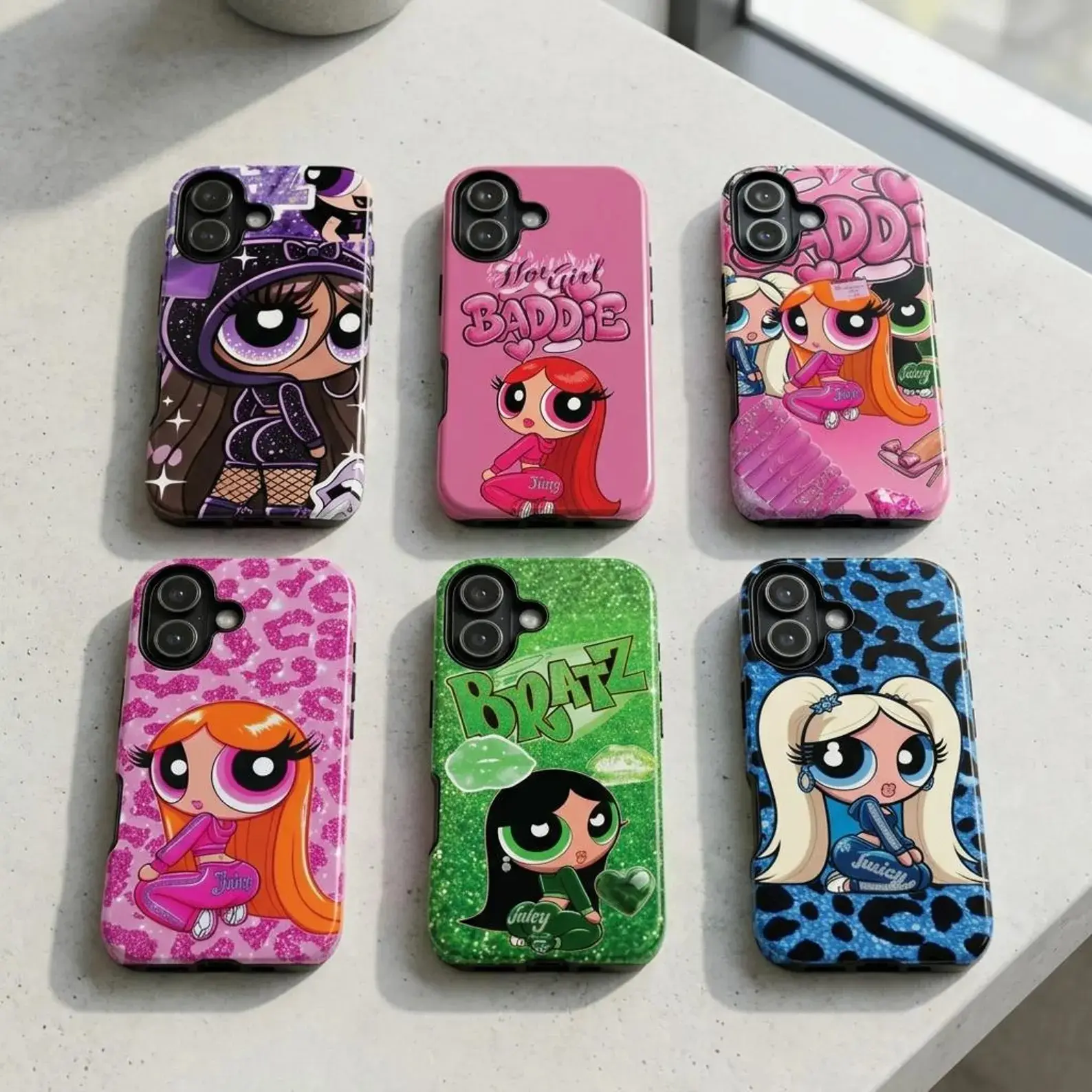 Powerpuff Style – Cute Girl Squad Phone Case  Blossom, Bubbles & Buttercup  Retro Cartoon Pop Art Cover for iPhone 17 16 15 14 13 12 11 SE Max Pro, For Samsung Galaxy S21 S22 S23 S24 S25 Plus Ultra FE, Gift