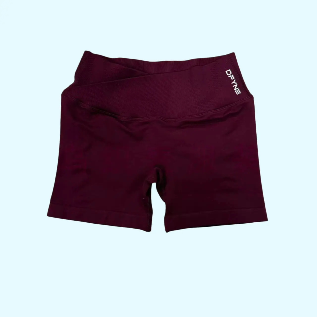 DFYNE Cross Waist Peach Butt Lifting Seamless 3/4 Shorts Women - High Stretch Knit Sculpting Yoga Fitness Workout Shorts