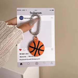 Cartoon Cute Basketball AirTag Case, Pet Locator Tracker Anti-Lost Shell Keychain Holder, Compatible with Apple AirTag, Durable Protective Cover
