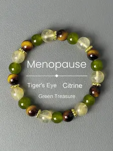 Menopause Balancing Beaded Bracelet With 8mm Natural Tiger Eye & Handcrafted Crystal Beads Premium Bracelet