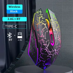 Bluetooth 5.2 Mouse RGB 2.4G Wireless Mouse Dual-Mode Gaming Mouse 6 Buttons Silent Mouse For Tablet Laptops Computer type-c port charging combination adult gift game console stick