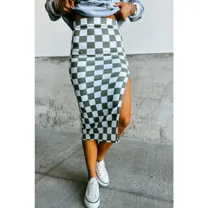 Harlow Checkmate Midi Skirt - Olive, Versatile Design, Comfortable Fit, Ideal for Everyday Wear