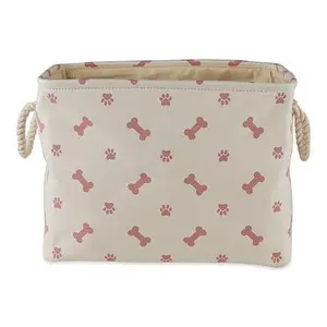 Design Imports Polyester Rectangle Pet Bin Paws & Bones Medium