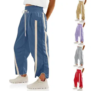 Women's Lightweight Quick Dry Barrel Pants with Pockets High-Rise Elastic Waistband for Hiking Travel Workout Running