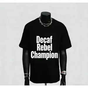 Decaf Rebel Champion - Bold Black & White Humorous Saying - Soft Breathable Crew Neck Tee for Men, Women, Dads - Everyday Casual Shirt - Perfect Gift for