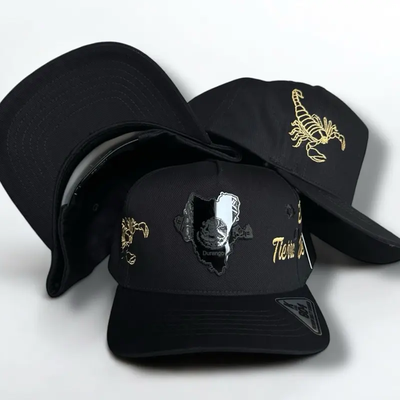 Men's Classic Black Snapback Baseball Cap - Letter Embroidered, Unique Embroidery Design, Adjustable Fit, Black Plate Logo, Casual Trendy Hat for Everyday Wear