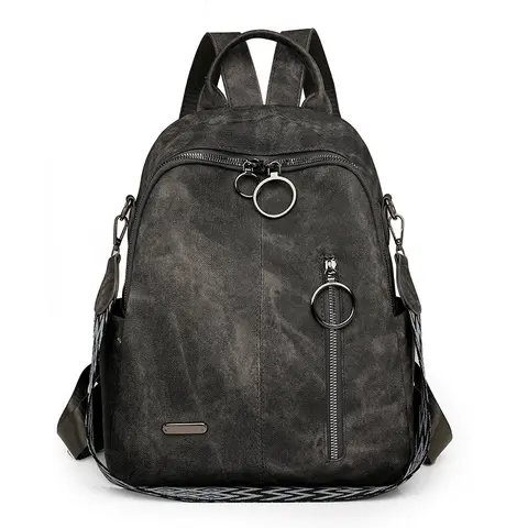 BIGWIG Women's Retro PU Leather Backpack - Multi-pocket Anti-theft Tassel Casual Everyday Bag Women, Large Capacity Waterproof Oxford Cloth Plain Bag for School & Travel, Athletic Back to School Backpack