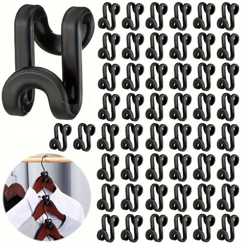50pcs Clothes Hanger Connector Hookers, Plastic Space Saving Heavy Duty Hanger Extender Clips for closet organizers