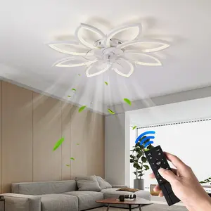 35'' Bladeless Ceiling Fan with Lights Remote Control, Modern Low Profile Ceiling Fans with Lights, Dimmable 3 Color 6 Speeds Flush Mount LED Ceiling Fan for Bedroom, Living Room, Adjustable Lights