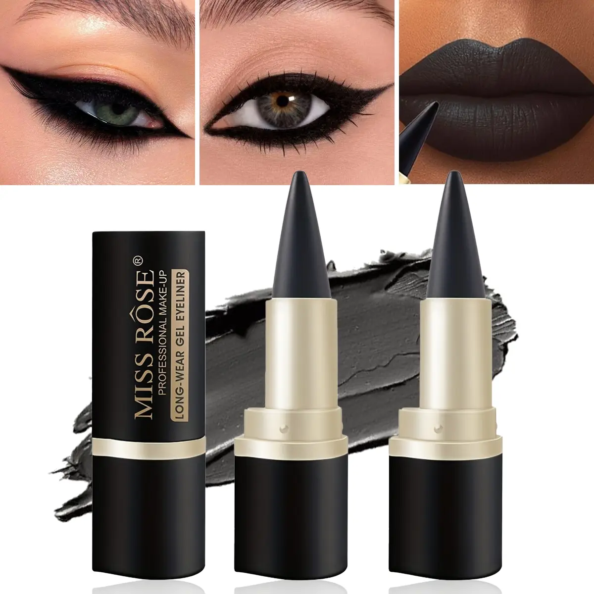 Waterproof Sweatproof Eyeliner Gel Pen, 2 Counts/set Long-Wear Matte Eyeliners, Smooth and Easy to Apply, Daily Makeup Essential