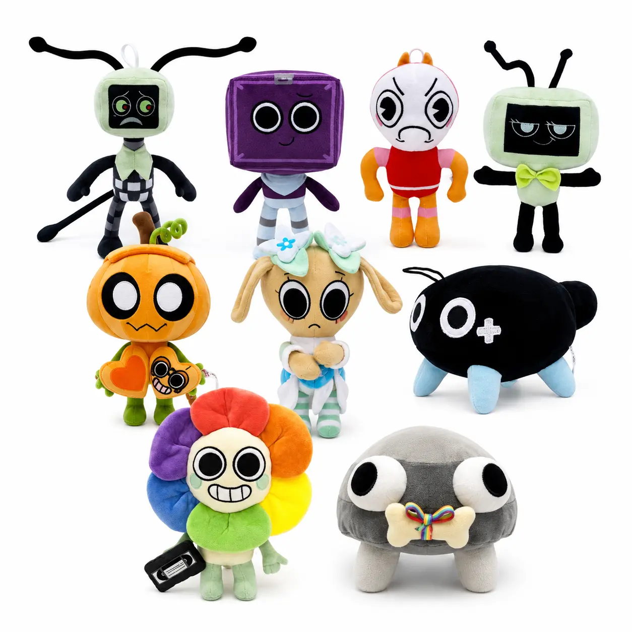 9-Piece Multicolor Plush Toy Set, Assorted Cute Shape Stuffed Toys with Expressive Faces, Novelty Collection for Room Display, Party Favors, Birthdays and Holiday Gifts
