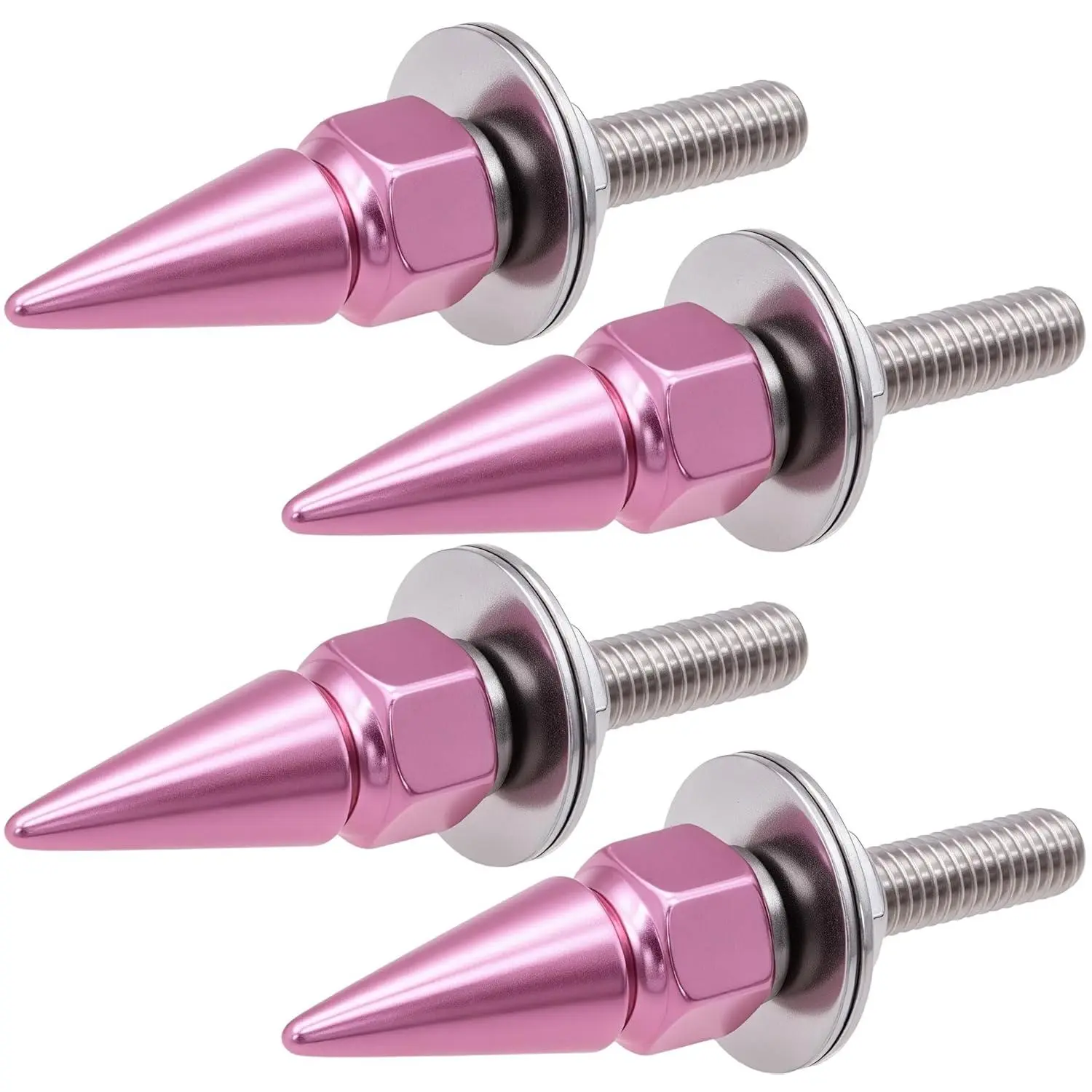 4-Pcs Decorative Anti-Theft Anti-Rust Stainless Steel & Alloy Spike License Plate Screw Fasteners Kit, Long Service Life Fit for Vehicles with Decorative Element