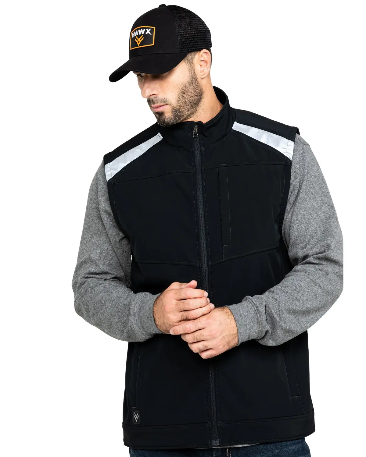 Hawx Men's Men'S Reflective Softshell Moto Work Vest - Hf19v01-Blk