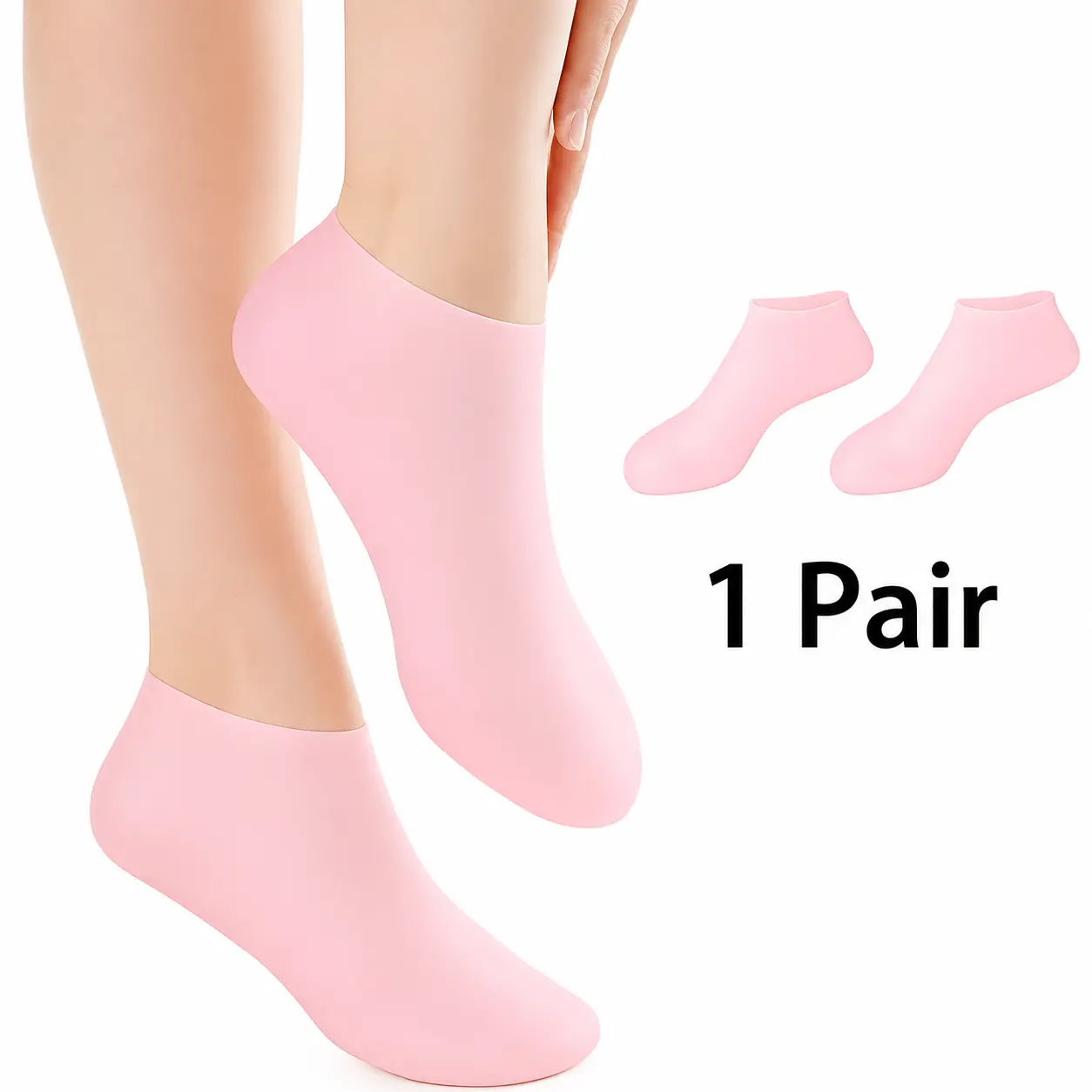 Silicone Heel Socks for Dry Feet & Cracked Heels, Moisturizing Foot Mask Socks with Elastic Fit, Helps Soften Rough Skin, Hydrating Overnight Foot Care for Smooth Soft Feet