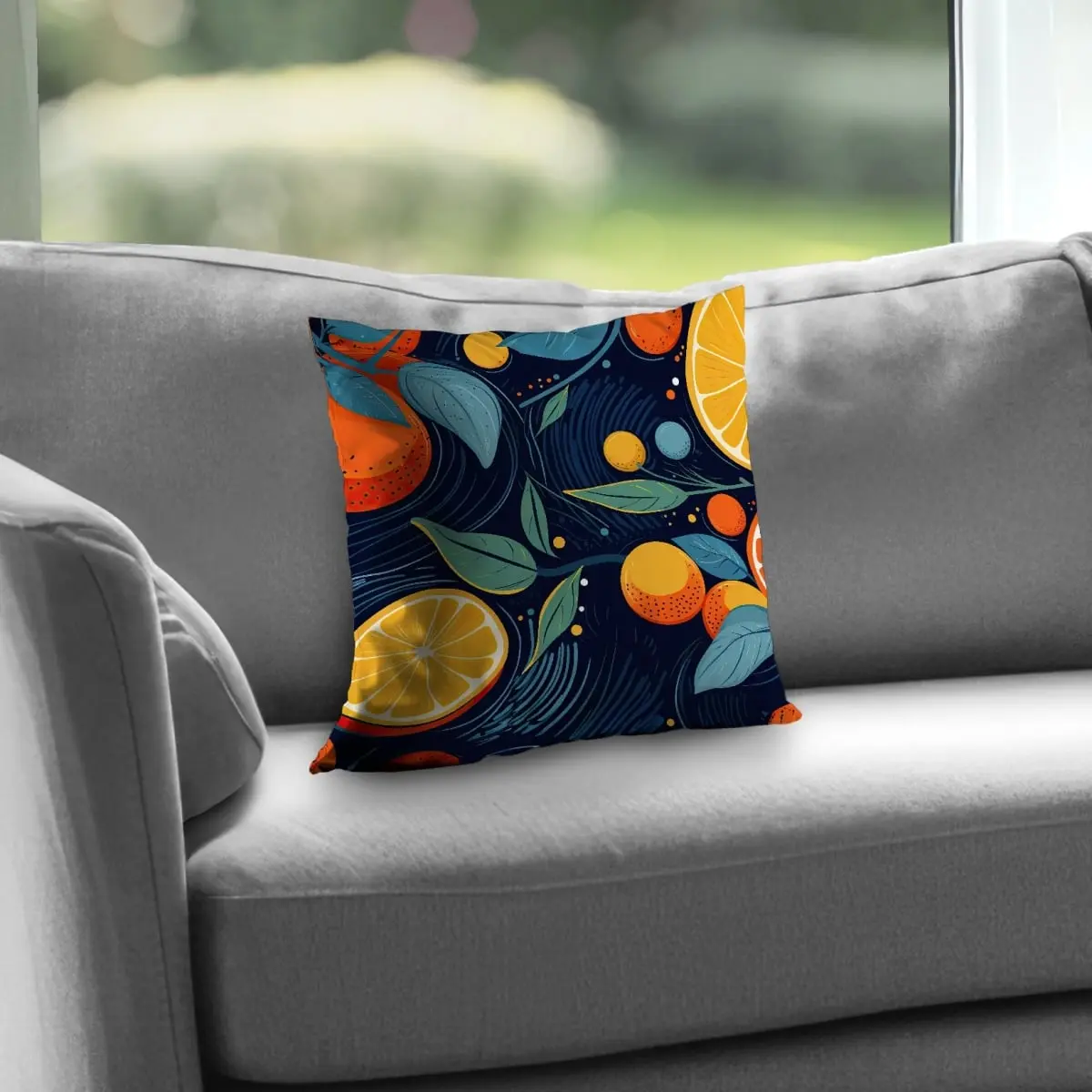 Begin Home Decor C1PT1414NWJWCP 14 x 14 in. Floating Citrus Yellow Poly Twill Throw Pillow - Home Decor