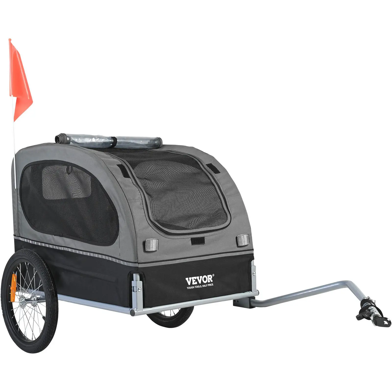 【Backtoschool】VEVOR Dog Bike Trailer, Supports up to 88 lbs, Pet Cart Bicycle Carrier, Easy Folding Frame with Quick Release Wheels, Universal Bicycle Coupler, Reflectors, Flag, Collapsible to Store, Black/Gray