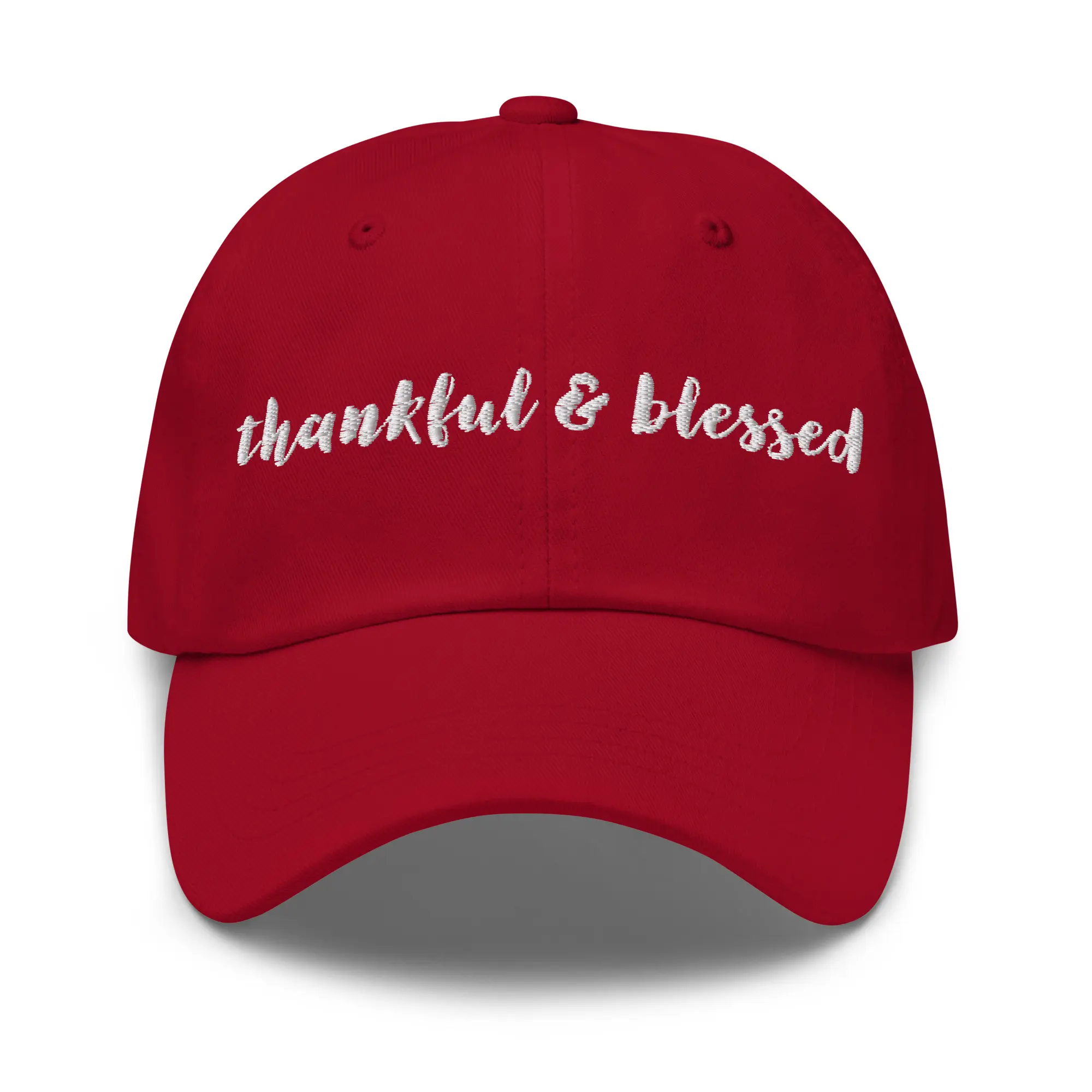 Thankful and Blessed red thanksgiving Dad hat positive