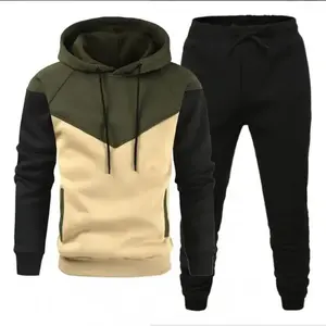 Men's 2 Piece Tracksuit, Casual Hooded Colorblock Sweatshirt & Jogger Sweatpants Set, Classic Design, High Quality Fabric, Perfect for Fall, Winter & Spring