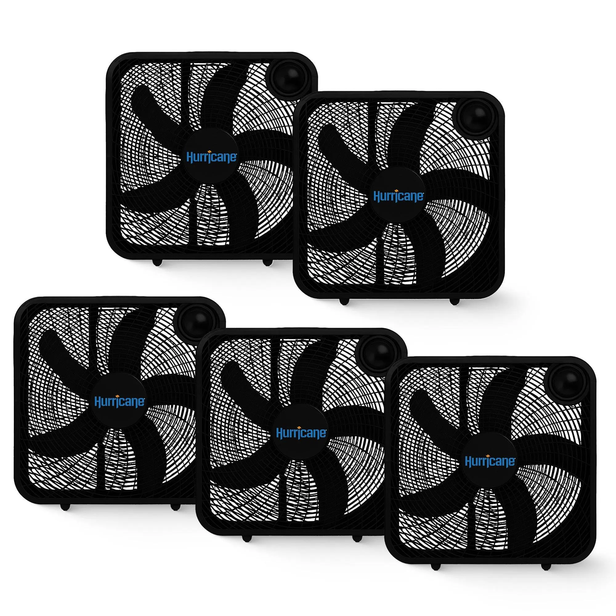 Hurricane 20" Classic Series Floor Box Fan with 3 Speed Settings, Black, 5 Pack