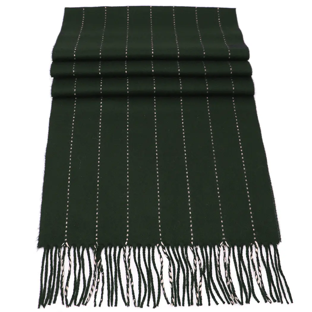 Modest Fashion Soft Acrylic Winter Scarf Wrap - 66x12in with 3in Fringe, Cozy Cold-Weather Hijab Pashmina Accessory, Easy to Style Lightweight (Pinstripe, Army Green, White Pin, Chevron Print, Buffalo Check)