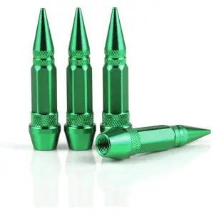 60mm Spiked Valve Caps,Aluminum Alloy Dustproof and Waterproof Tire Valve Stem Caps, Suitable for Cars, Trucks and Motorcycles (4PCS Green)