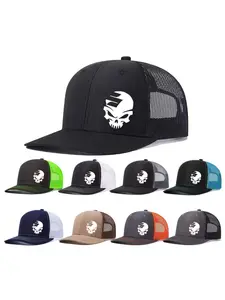 2pcs/1pc Unisex Baseball Cap Skull Printing Hat Mesh Hats for Mens Women Richardson Slightly Curved Brim Baseball Cap Adjustable Trucker Hats Dad Hats Outdoor Mesh Breathable Sun Hat