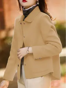 Elegant Women's Short Coat, Spring & Fall Dressy Fashion, Lapel Design Collared, Woven Lightweight Luxury Style, New Arrival, Stylish Outerwear, Chic Jacket Sleeves